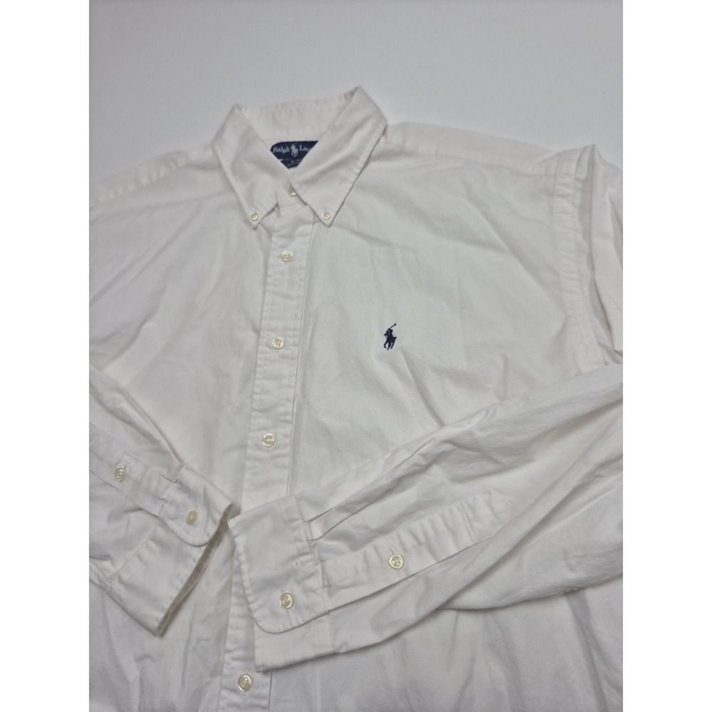 Ralph Lauren Shirt Mens XL White Solid Long Sleeve Button Down Blake Cotton - Picture 2 of 9
